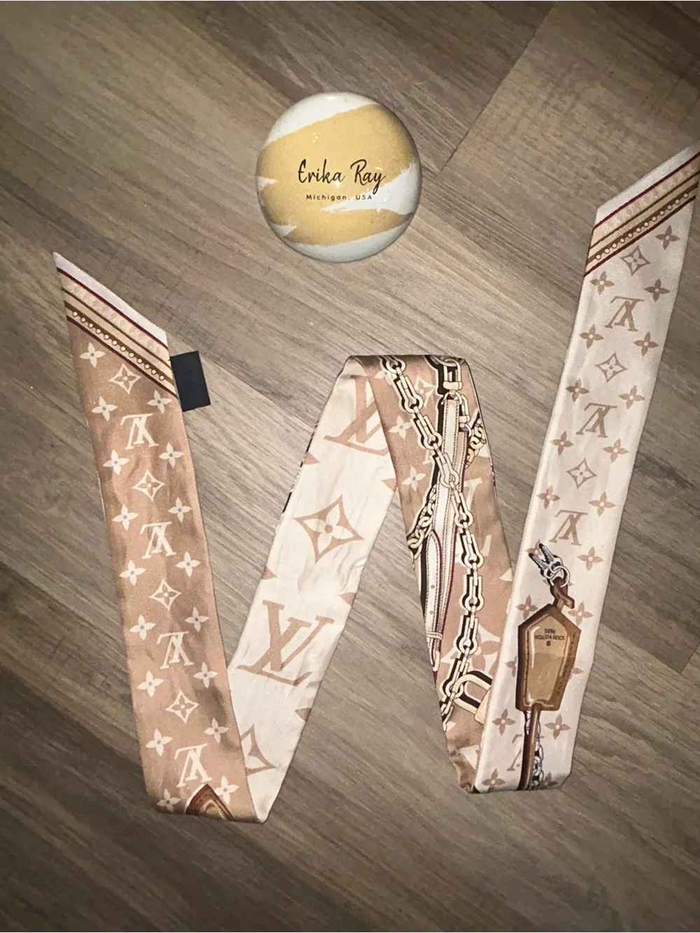 Louis Vuitton Beige Ultimate Monogram Silk Twillies- SET OF TWO TOGETHER